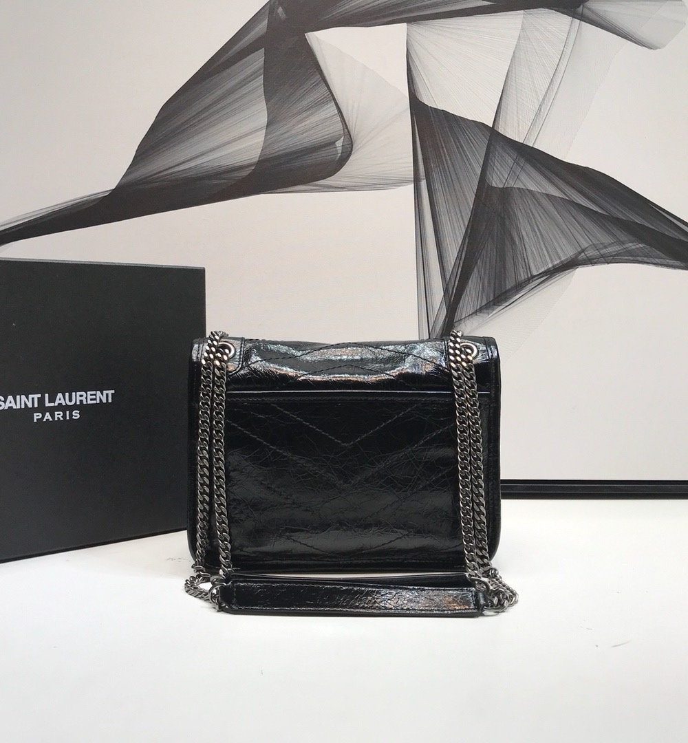 [REP 1:1] Saint Laurent Niki Baby Chain Bag In Crinkled Vintage Black For Women 8.2in/21cm YSL 6331600EN041000