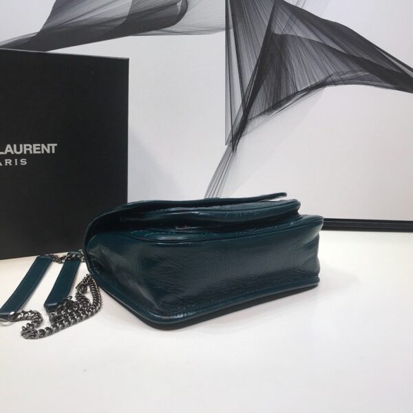 [REP 1:1] Saint Laurent Niki Baby Chain Bag In Crinkled Vintage Dark Green For Women 8.2in/21cm YSL