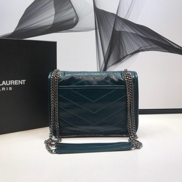 [REP 1:1] Saint Laurent Niki Baby Chain Bag In Crinkled Vintage Dark Green For Women 8.2in/21cm YSL
