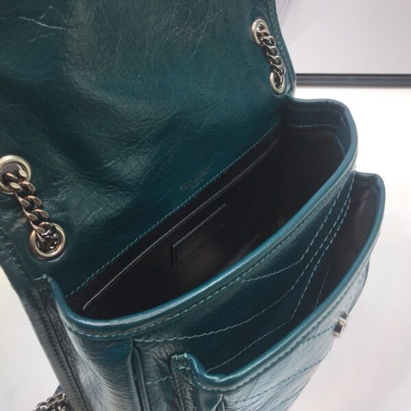 [REP 1:1] Saint Laurent Niki Baby Chain Bag In Crinkled Vintage Dark Green For Women 8.2in/21cm YSL