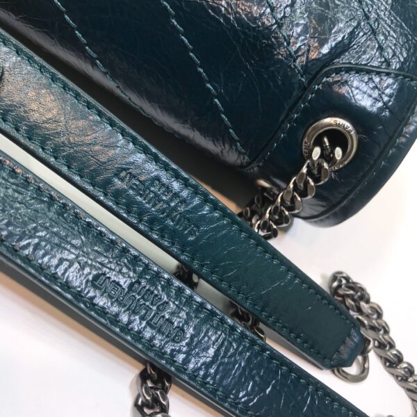 [REP 1:1] Saint Laurent Niki Baby Chain Bag In Crinkled Vintage Dark Green For Women 8.2in/21cm YSL