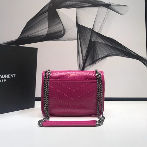 [REP 1:1] Saint Laurent Niki Baby Chain Bag In Crinkled Vintage Dark Pink For Women 8.2in/21cm YSL
