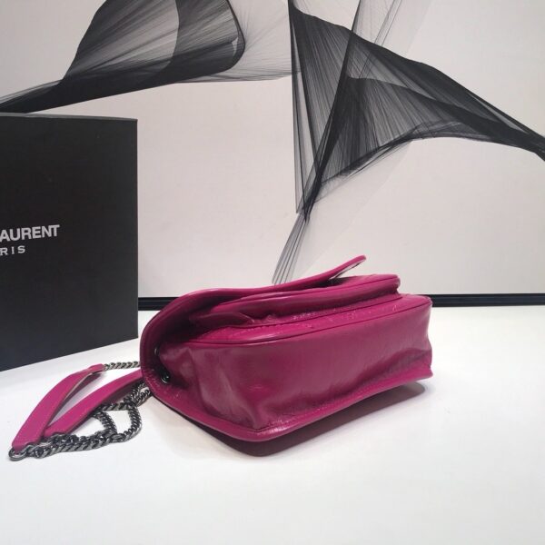 [REP 1:1] Saint Laurent Niki Baby Chain Bag In Crinkled Vintage Dark Pink For Women 8.2in/21cm YSL
