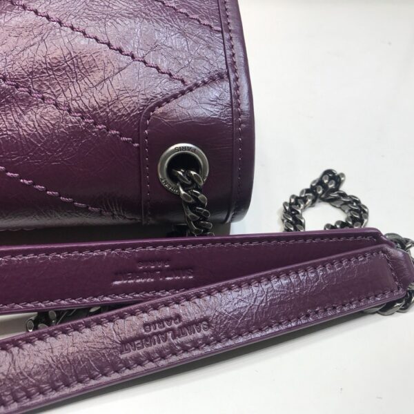 [REP 1:1] Saint Laurent Niki Baby Chain Bag In Crinkled Vintage Dark Violet For Women 8.2in/21cm YSL