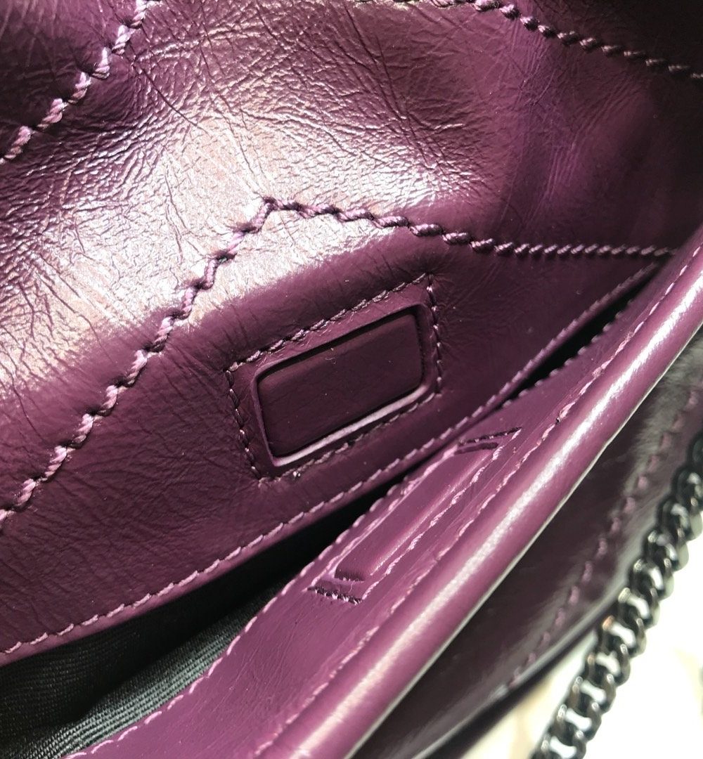 [REP 1:1] Saint Laurent Niki Baby Chain Bag In Crinkled Vintage Dark Violet For Women 8.2in/21cm YSL