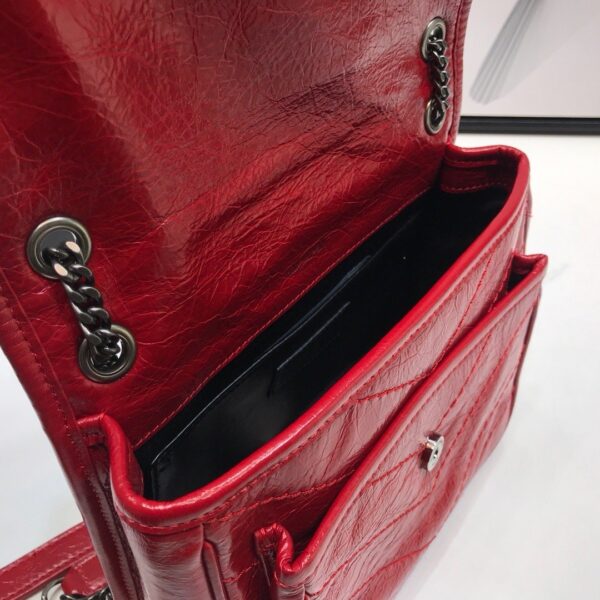 [REP 1:1] Saint Laurent Niki Baby Chain Bag In Crinkled Vintage Red For Women 8.2in/21cm YSL