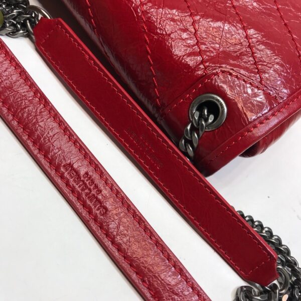 [REP 1:1] Saint Laurent Niki Baby Chain Bag In Crinkled Vintage Red For Women 8.2in/21cm YSL