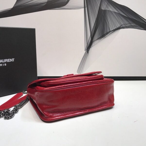 [REP 1:1] Saint Laurent Niki Baby Chain Bag In Crinkled Vintage Red For Women 8.2in/21cm YSL
