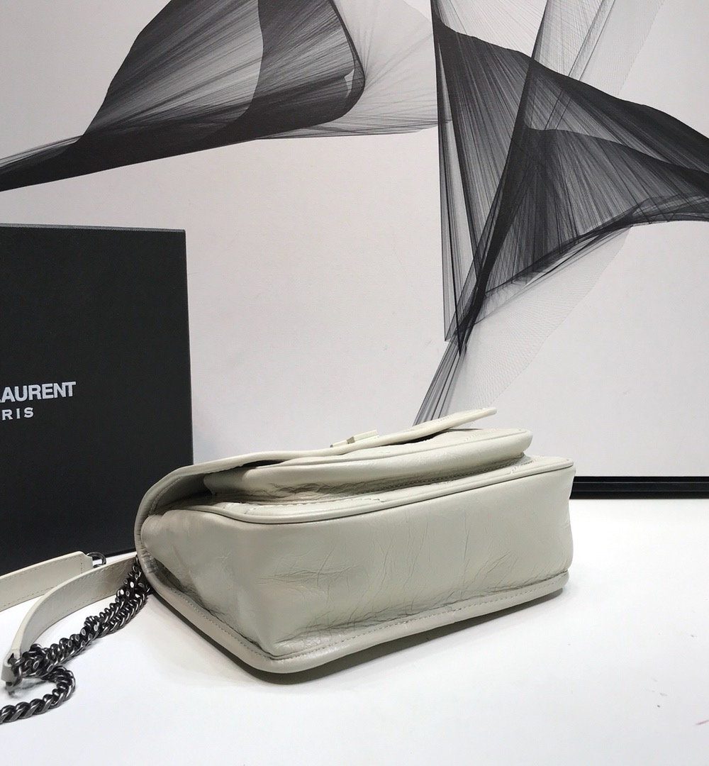 [REP 1:1] Saint Laurent Niki Baby Chain Bag In Crinkled Vintage White For Women 8.2in/21cm YSL 6331600EN049207