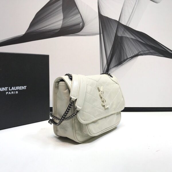 [REP 1:1] Saint Laurent Niki Baby Chain Bag In Crinkled Vintage White For Women 8.2in/21cm YSL 6331600EN049207