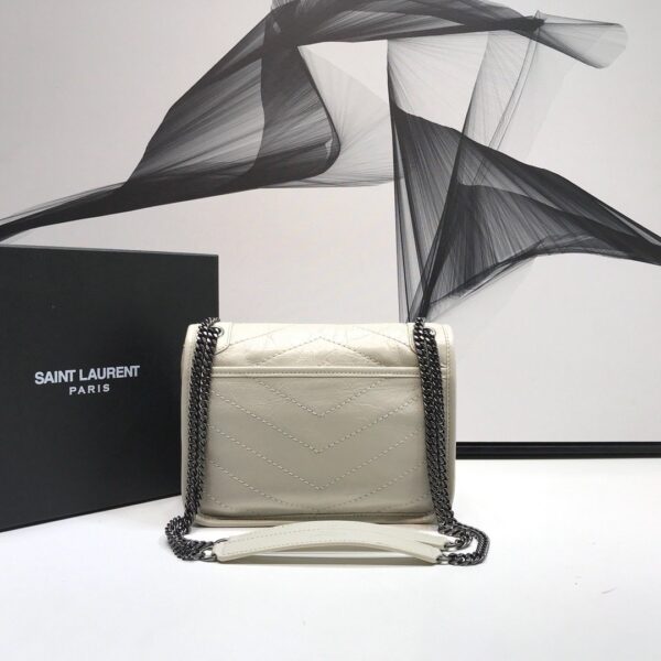 [REP 1:1] Saint Laurent Niki Baby Chain Bag In Crinkled Vintage White For Women 8.2in/21cm YSL 6331600EN049207