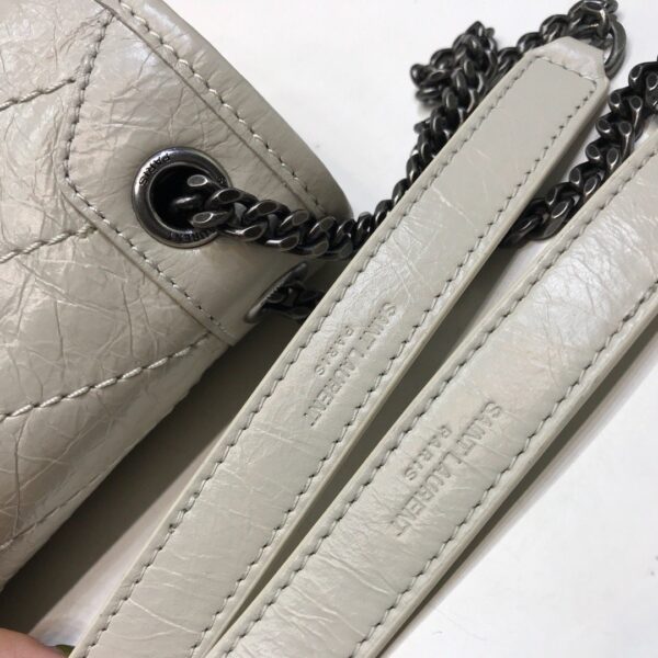[REP 1:1] Saint Laurent Niki Baby Chain Bag In Crinkled Vintage White For Women 8.2in/21cm YSL 6331600EN049207