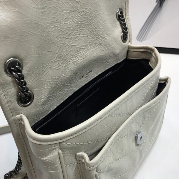[REP 1:1] Saint Laurent Niki Baby Chain Bag In Crinkled Vintage White For Women 8.2in/21cm YSL 6331600EN049207