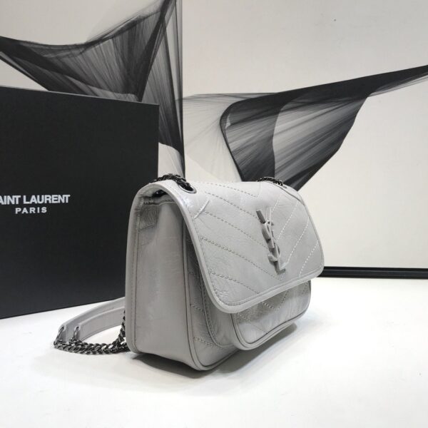 [REP 1:1] Saint Laurent Niki Baby Chain Bag Vintage Grey For Women 8.2in/21cm YSL