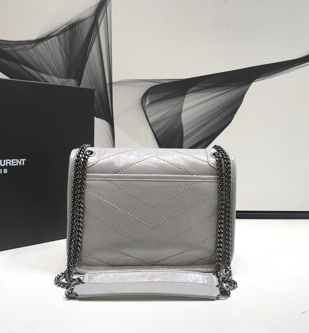 [REP 1:1] Saint Laurent Niki Baby Chain Bag Vintage Grey For Women 8.2in/21cm YSL