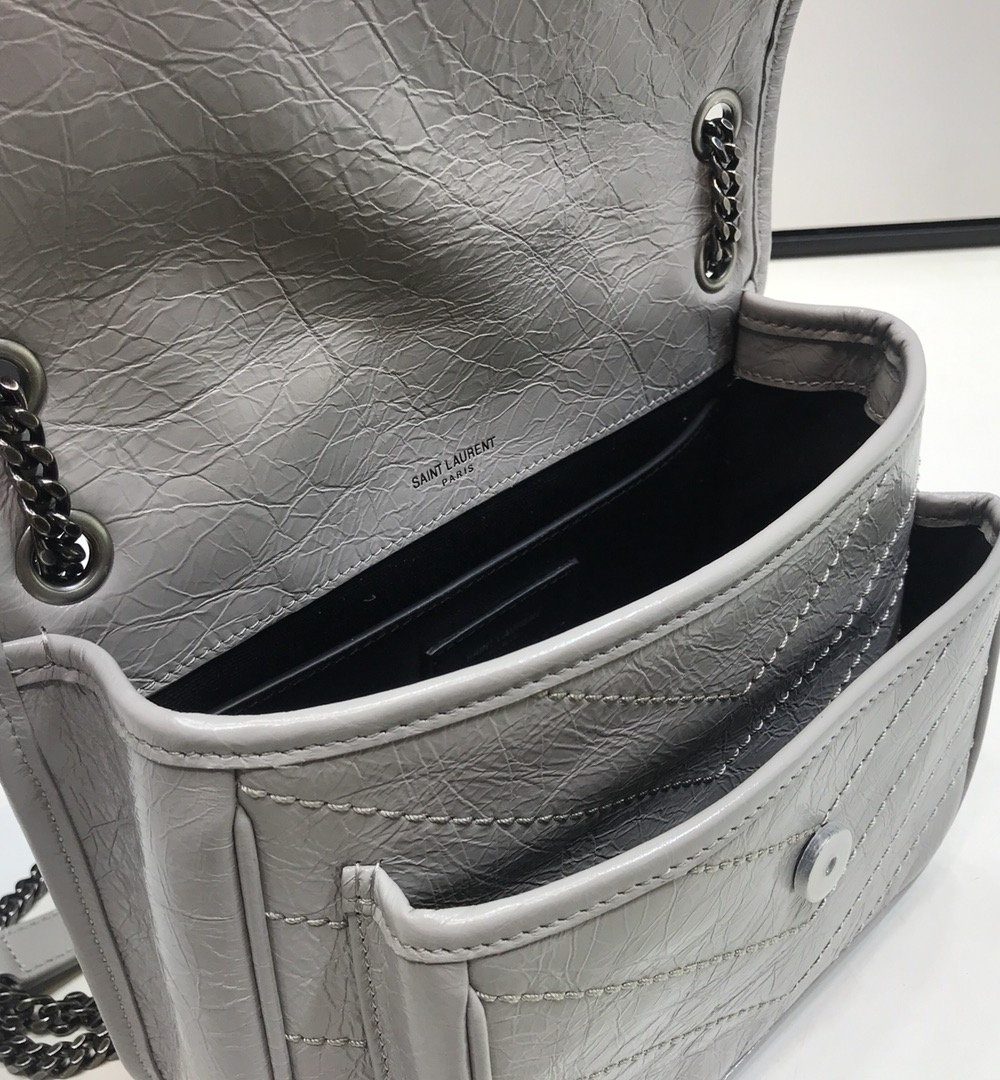 [REP 1:1] Saint Laurent Niki Baby Chain Bag Vintage Grey For Women 8.2in/21cm YSL