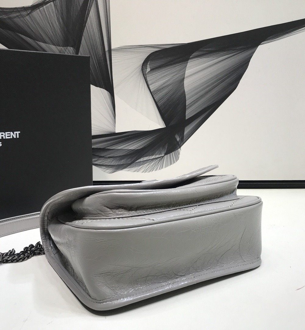 [REP 1:1] Saint Laurent Niki Baby Chain Bag Vintage Grey For Women 8.2in/21cm YSL