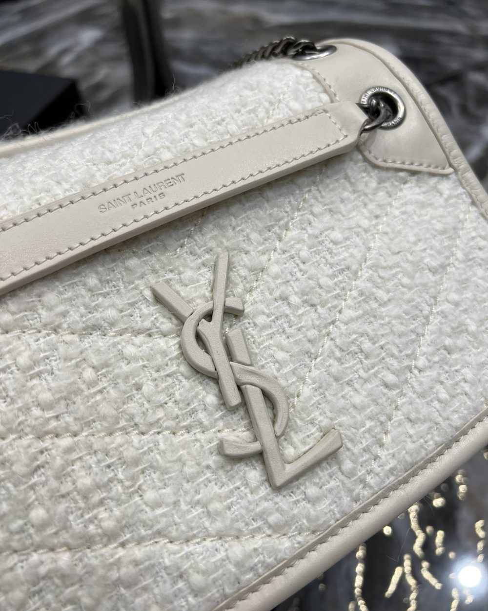 [REP 1:1] Saint Laurent Niki Baby Chain Bag White For Women, Women's Bags 8.2in/21cm YSL