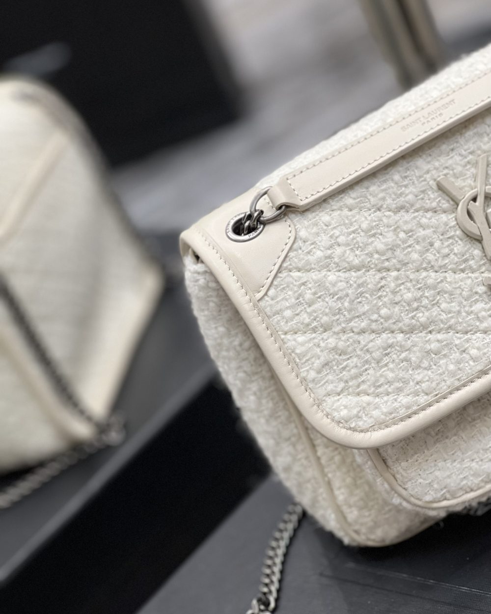 [REP 1:1] Saint Laurent Niki Baby Chain Bag White For Women, Women's Bags 8.2in/21cm YSL