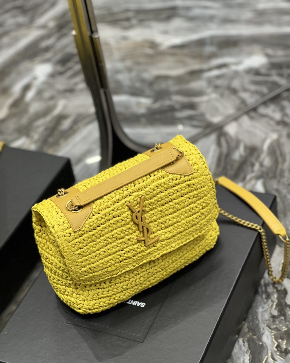 [REP 1:1] Saint Laurent Niki Baby Chain Bag Yellow For Women, Women's Bags 8.2in/21cm YSL