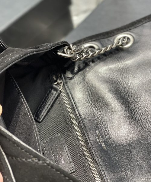 [REP 1:1] Saint Laurent Niki Medium Chain Bag Black In Crinkled With Metal Hardware For Women 11in/28cm YSL