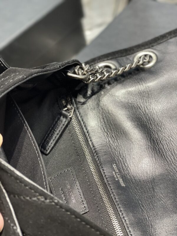 [REP 1:1] Saint Laurent Niki Medium Chain Bag Black In Crinkled With Metal Hardware For Women 11in/28cm YSL