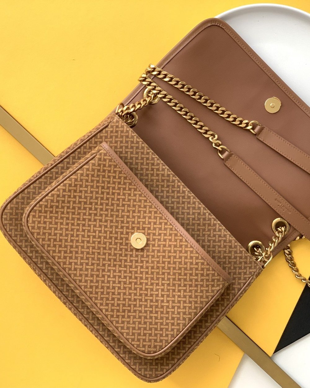 [REP 1:1] Saint Laurent Niki Medium Chain Bag Brown In Vintage Crinkled With Gold Toned Hardware For Women 11in/28cm YSL