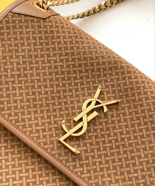 [REP 1:1] Saint Laurent Niki Medium Chain Bag Brown In Vintage Crinkled With Gold Toned Hardware For Women 11in/28cm YSL