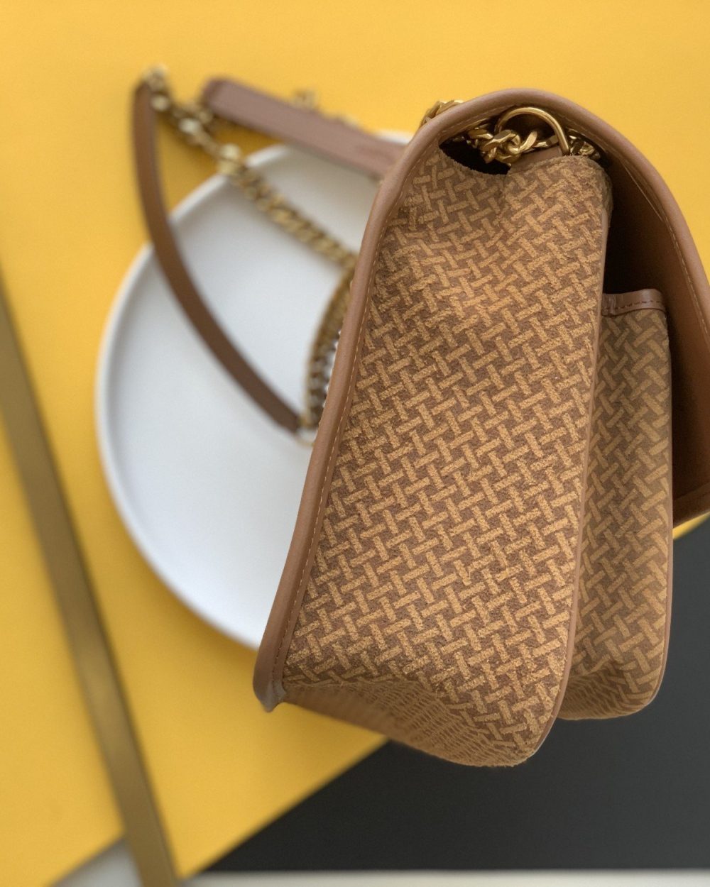 [REP 1:1] Saint Laurent Niki Medium Chain Bag Brown In Vintage Crinkled With Gold Toned Hardware For Women 11in/28cm YSL