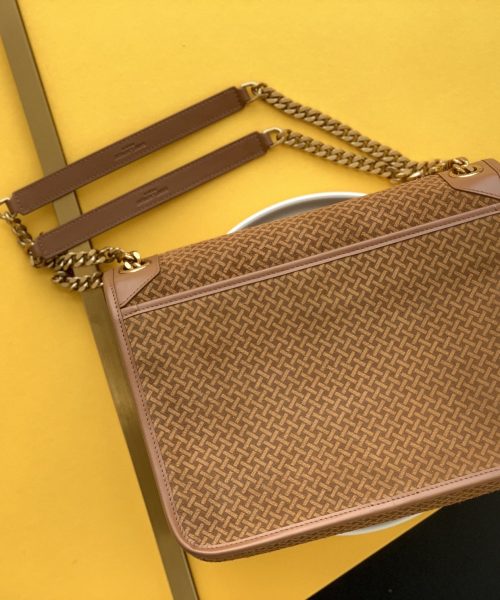 [REP 1:1] Saint Laurent Niki Medium Chain Bag Brown In Vintage Crinkled With Gold Toned Hardware For Women 11in/28cm YSL