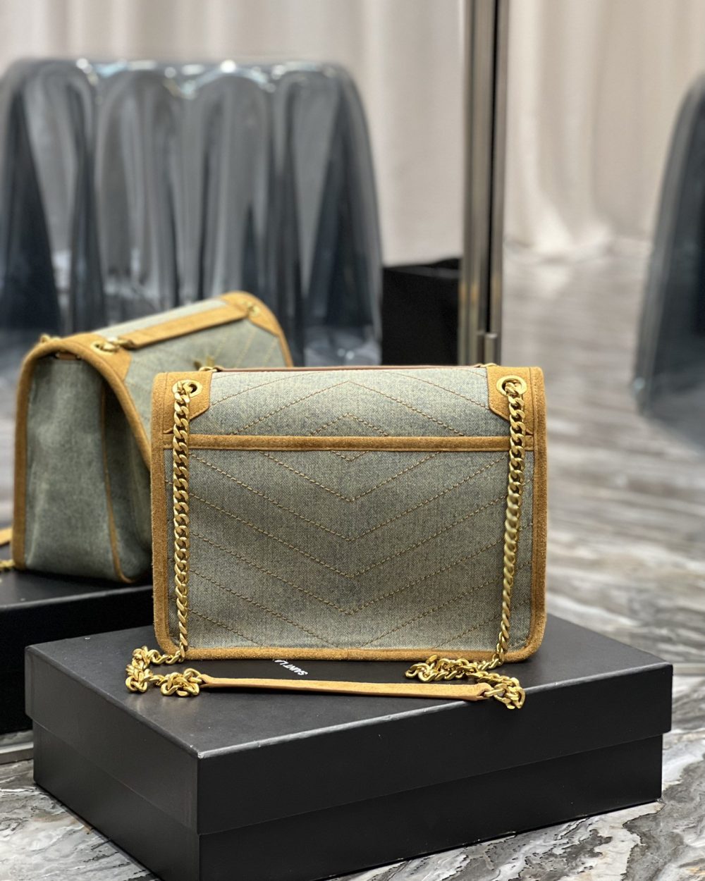 [REP 1:1] Saint Laurent Niki Medium Chain Bag In Canvas For Women 11in/28cm YSL