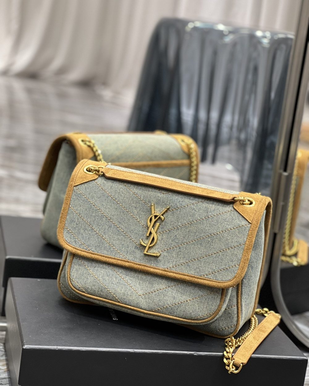[REP 1:1] Saint Laurent Niki Medium Chain Bag In Canvas For Women 11in/28cm YSL