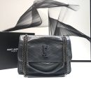 [REP 1:1] Saint Laurent Niki Medium Chain Bag In Crinkled Vintage Grey For Women 11in/28cm YSL 6331580EN041112