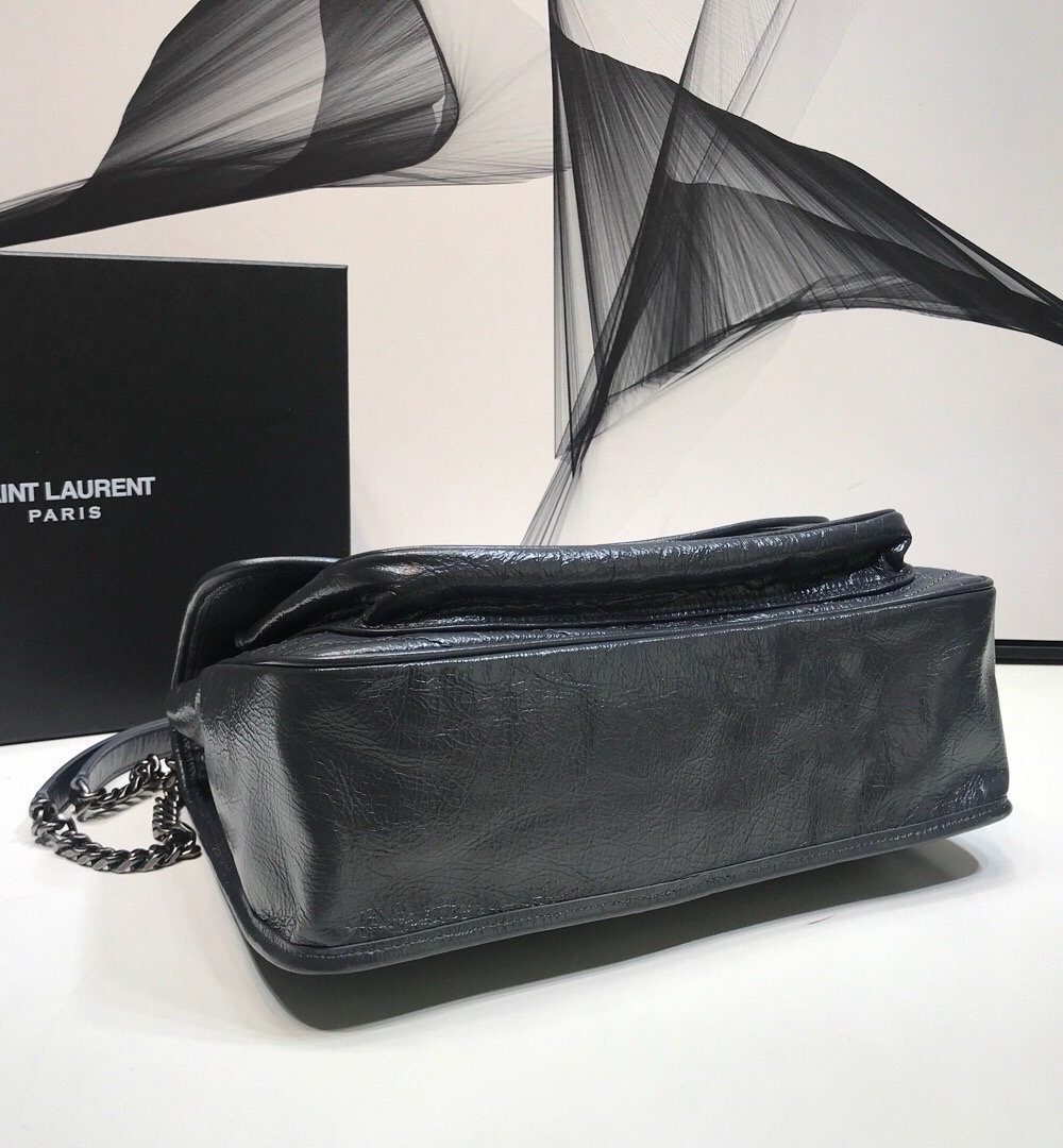 [REP 1:1] Saint Laurent Niki Medium Chain Bag In Crinkled Vintage Grey For Women 11in/28cm YSL 6331580EN041112