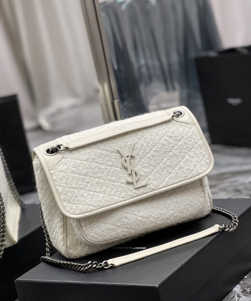 [REP 1:1] Saint Laurent Niki Medium Chain Bag White For Women, Women's Bags 11in/28cm YSL