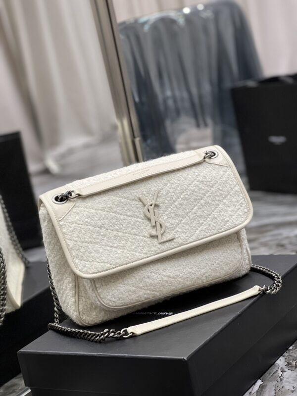 [REP 1:1] Saint Laurent Niki Medium Chain Bag White For Women, Women's Bags 11in/28cm YSL