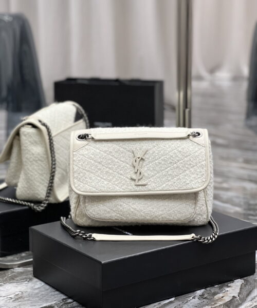 [REP 1:1] Saint Laurent Niki Medium Chain Bag White For Women, Women's Bags 11in/28cm YSL
