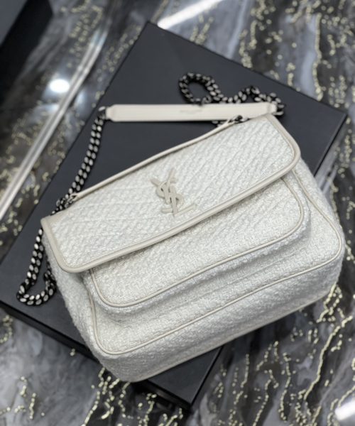 [REP 1:1] Saint Laurent Niki Medium Chain Bag White For Women, Women's Bags 11in/28cm YSL