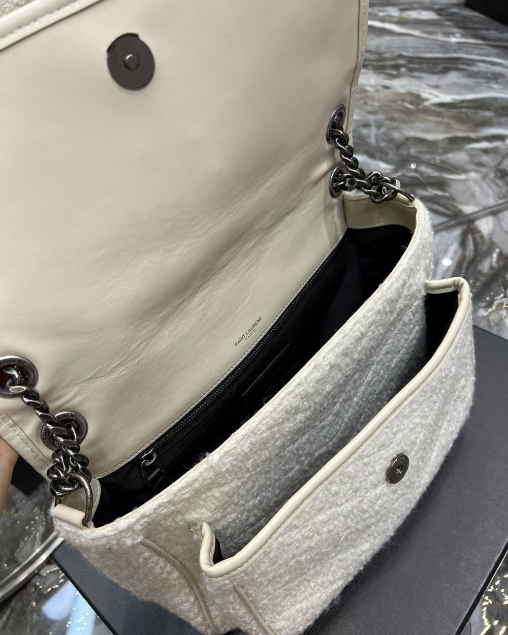 [REP 1:1] Saint Laurent Niki Medium Chain Bag White For Women, Women's Bags 11in/28cm YSL