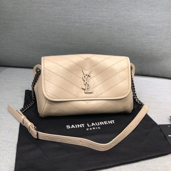 [REP 1:1] Saint Laurent Niki Medium Crinkled Shoulder Bag Beige For Women 11in/28cm YSL