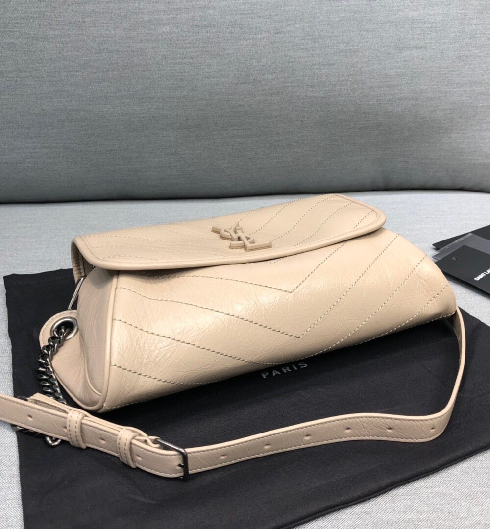 [REP 1:1] Saint Laurent Niki Medium Crinkled Shoulder Bag Beige For Women 11in/28cm YSL