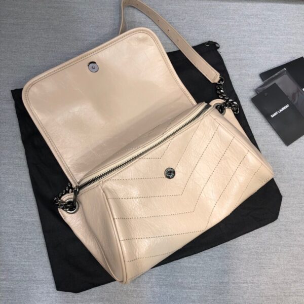 [REP 1:1] Saint Laurent Niki Medium Crinkled Shoulder Bag Beige For Women 11in/28cm YSL