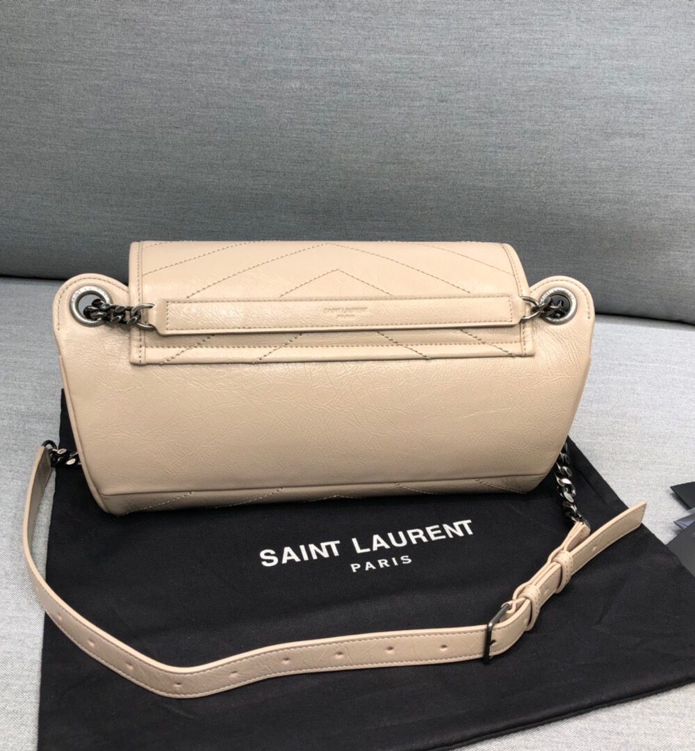 [REP 1:1] Saint Laurent Niki Medium Crinkled Shoulder Bag Beige For Women 11in/28cm YSL