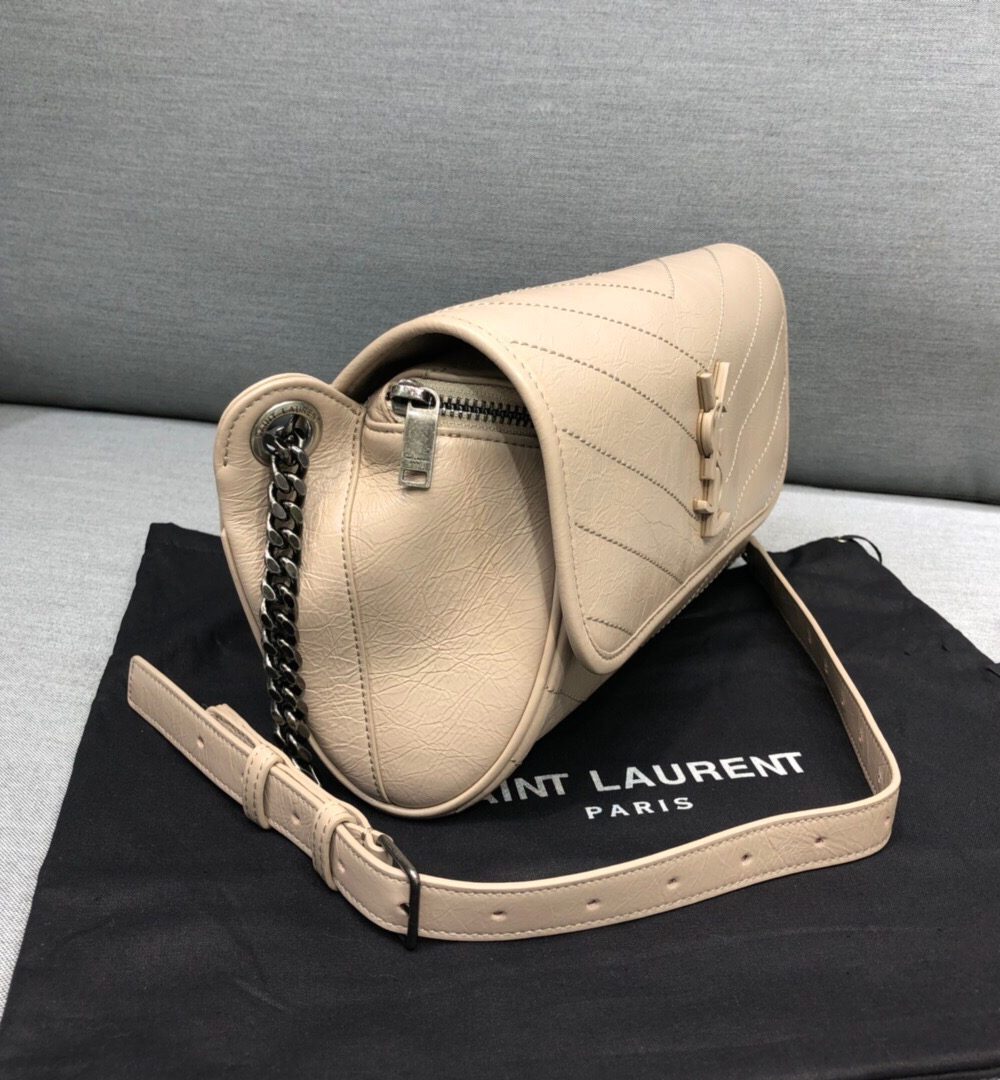 [REP 1:1] Saint Laurent Niki Medium Crinkled Shoulder Bag Beige For Women 11in/28cm YSL