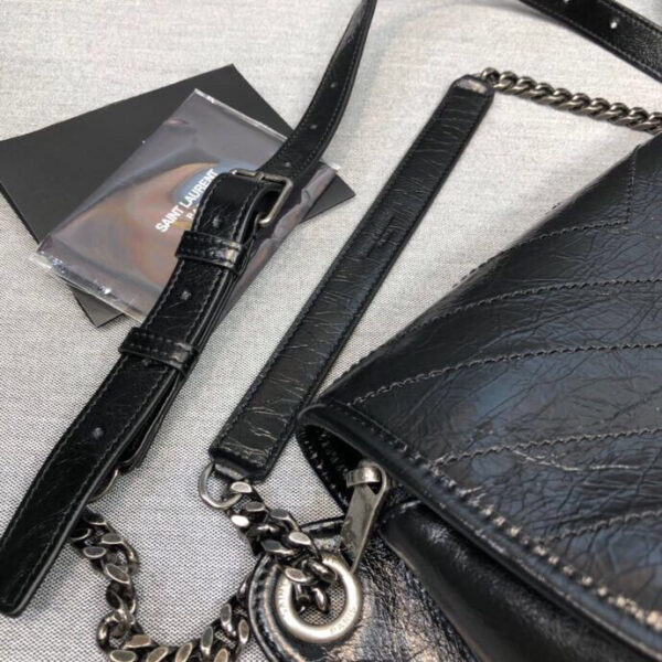 [REP 1:1] Saint Laurent Niki Medium Crinkled Shoulder Bag Black For Women 11in/28cm YSL