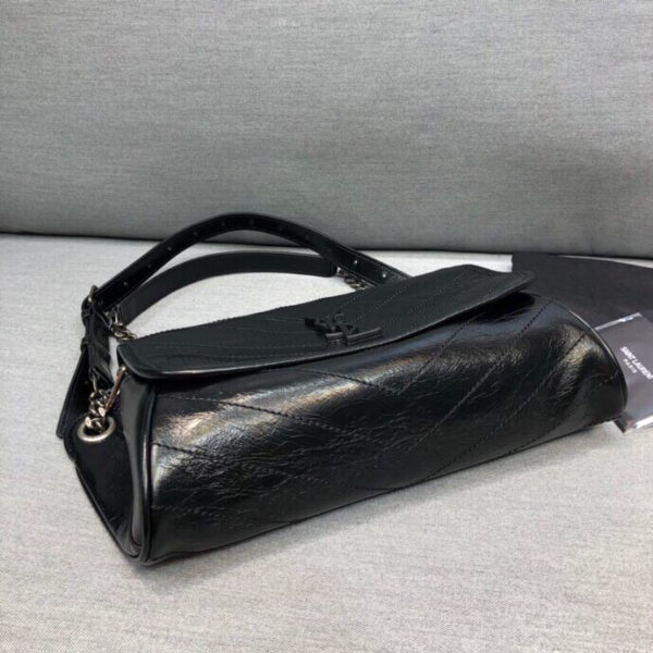 [REP 1:1] Saint Laurent Niki Medium Crinkled Shoulder Bag Black For Women 11in/28cm YSL