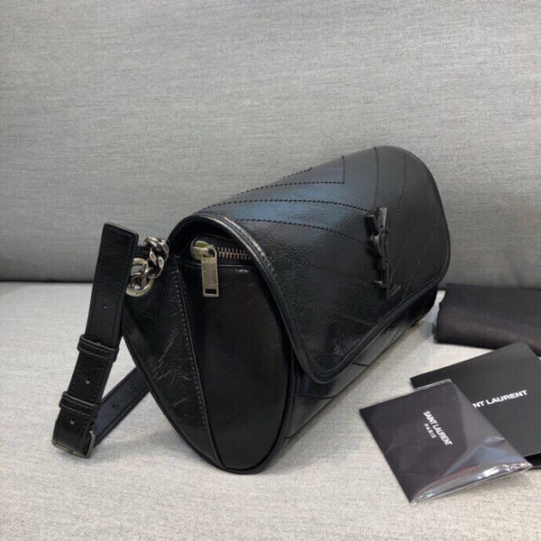 [REP 1:1] Saint Laurent Niki Medium Crinkled Shoulder Bag Black For Women 11in/28cm YSL