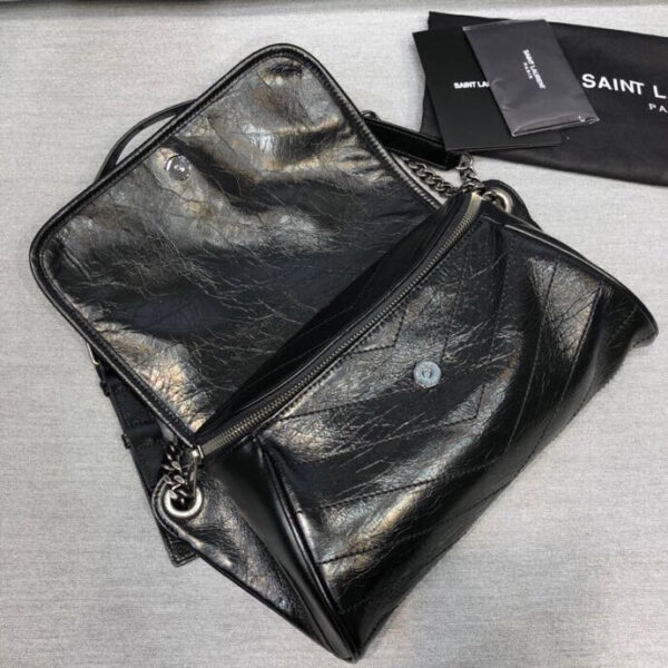 [REP 1:1] Saint Laurent Niki Medium Crinkled Shoulder Bag Black For Women 11in/28cm YSL