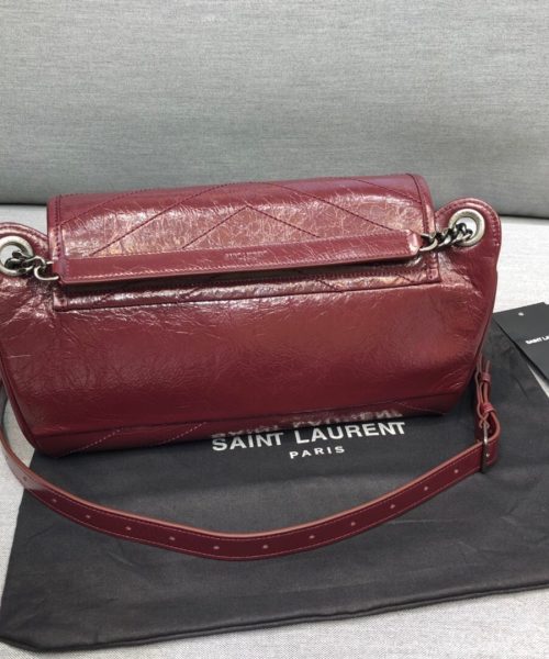 [REP 1:1] Saint Laurent Niki Medium Crinkled Shoulder Bag Burgundy For Women 11in/28cm YSL