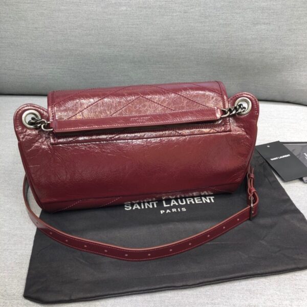 [REP 1:1] Saint Laurent Niki Medium Crinkled Shoulder Bag Burgundy For Women 11in/28cm YSL